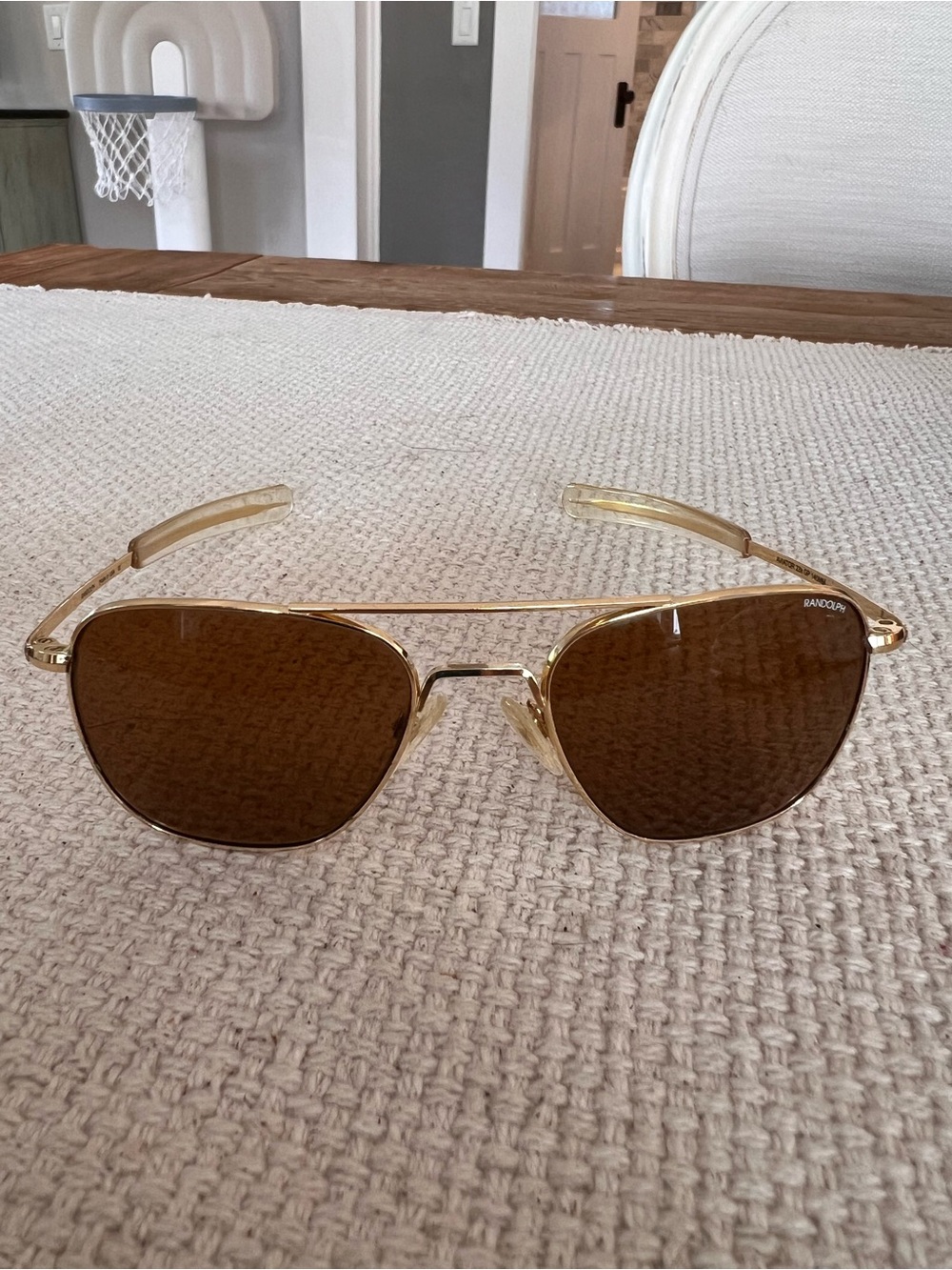 Randolph Engineering Gold Frame Sunglasses with Brown Lenses
